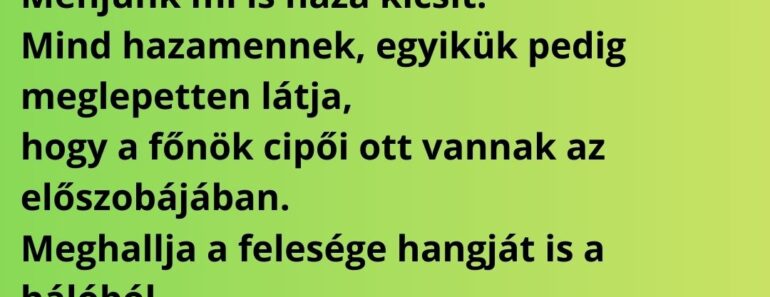A munkások észreveszik, hogy a főnök minden nap ebéd után eltűnik egy órára. A munkások észreveszik, hogy a főnök minden nap ebéd után eltűnik egy órára.